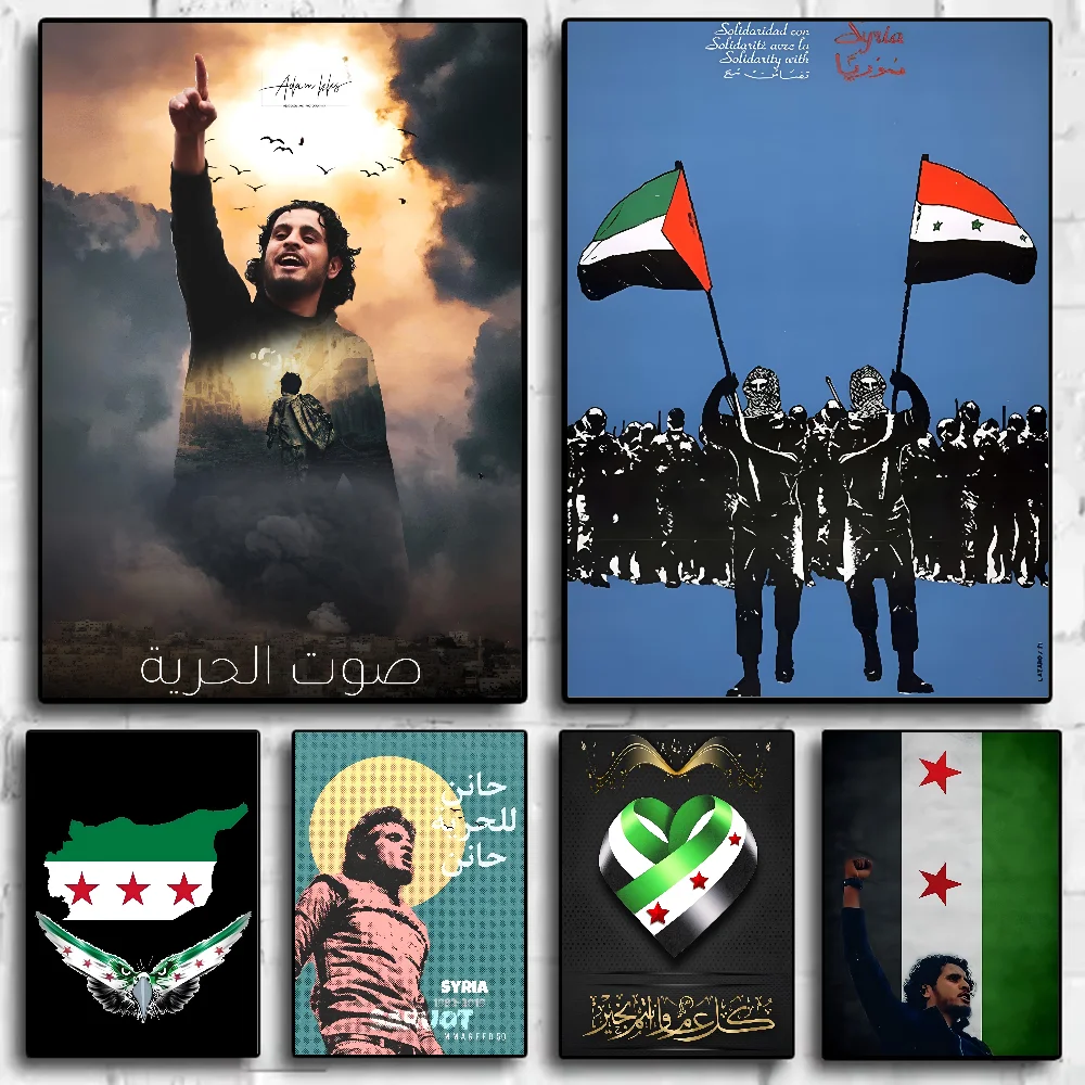 S-Syrian Revolution-s Flag Poster HD art sticky wall waterproof home living room bedroom bar aesthetic decoration