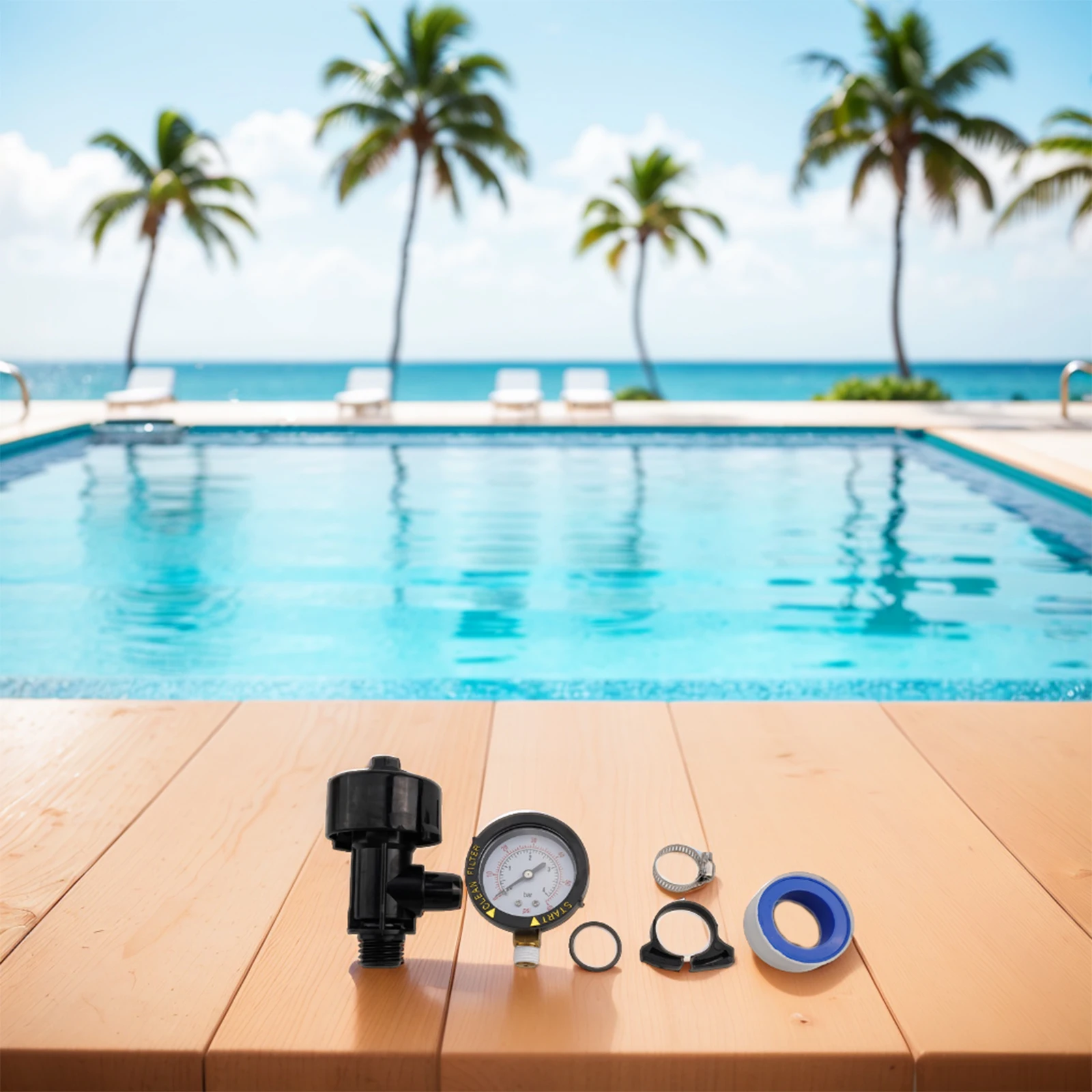 High Flow Manual Relief Valve for Pool Spa Filters Includes Pressure Gauge O Ring and Clamp for Easy Installation