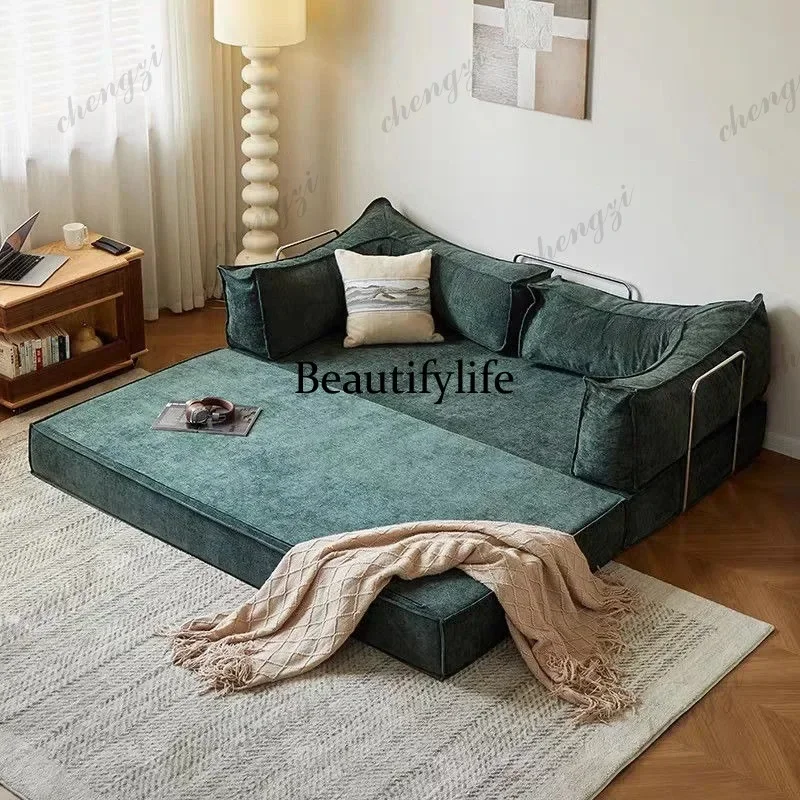 F182 Small Apartment Sofa BedCream Style Bedroom Foldable Living Room Fabric Sofa design boneless sofá de compresión home furnit