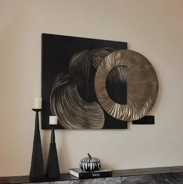 #￥High-End 3D Stereoscopic Relief Hand-Painted Texture Painting Luxury Living Room Sofa Background Wall Hanging Paintings