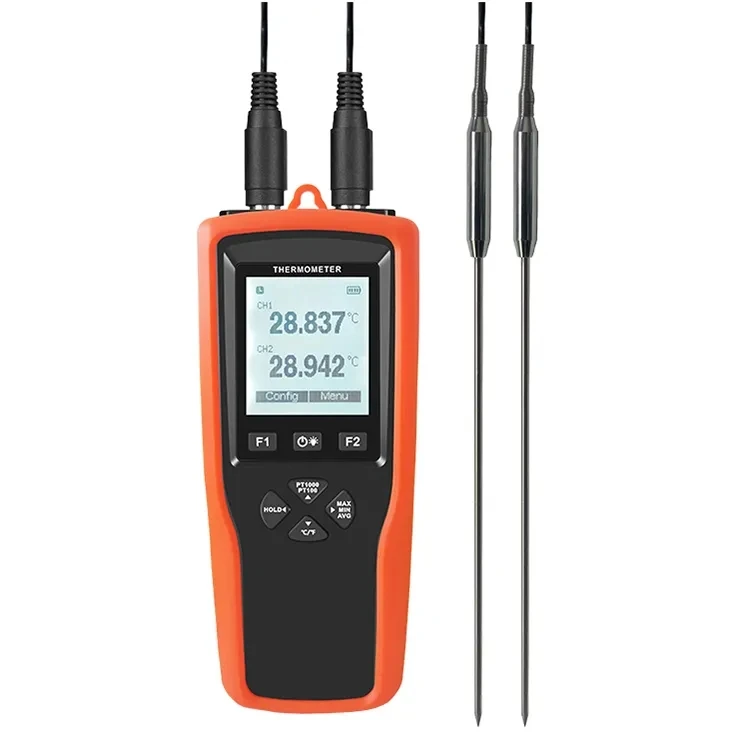 Digital Thermometer Dual Channels Pt100 Thermometer Probe Multi-point calibration Thermometer