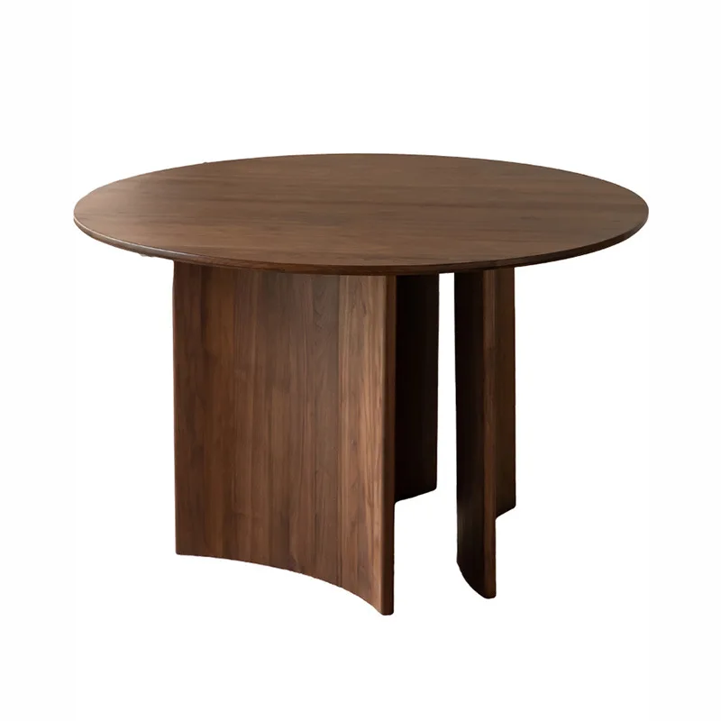 Naturalism Medieval Round Dining Table B & B Apartment Black Walnut Solid Wood Dining Table Wabi Sabi Wind Round Table