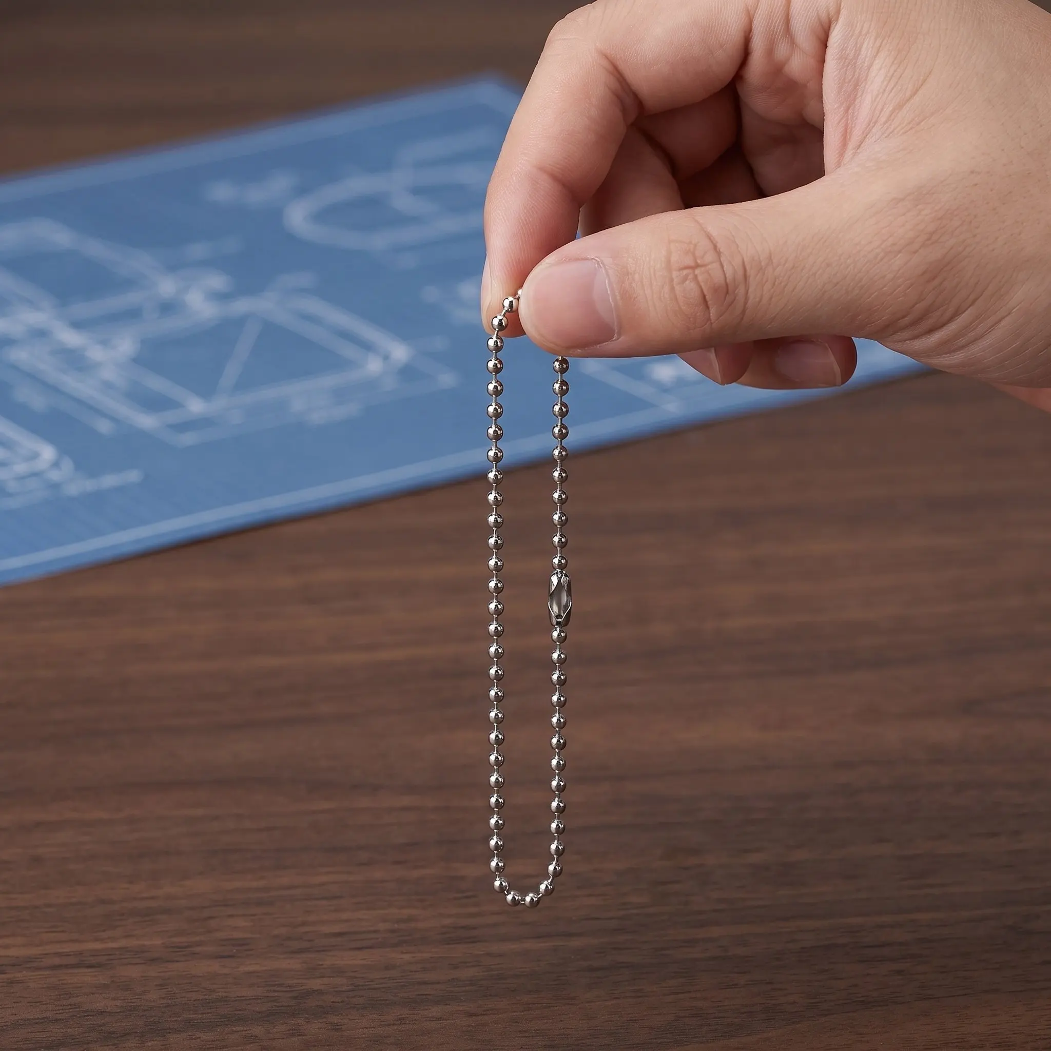 50Pcs Stainless Steel Bead Chain Silver Finish Easy Attachment Perfect Dog Tag Keychain Pendant Jewelry Making Chains