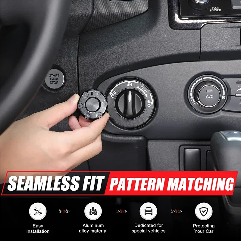 

For Nissan Frontier 2022+ Aluminum Alloy Car Interior Four-wheel Drive Mode Adjustment Knob Cover