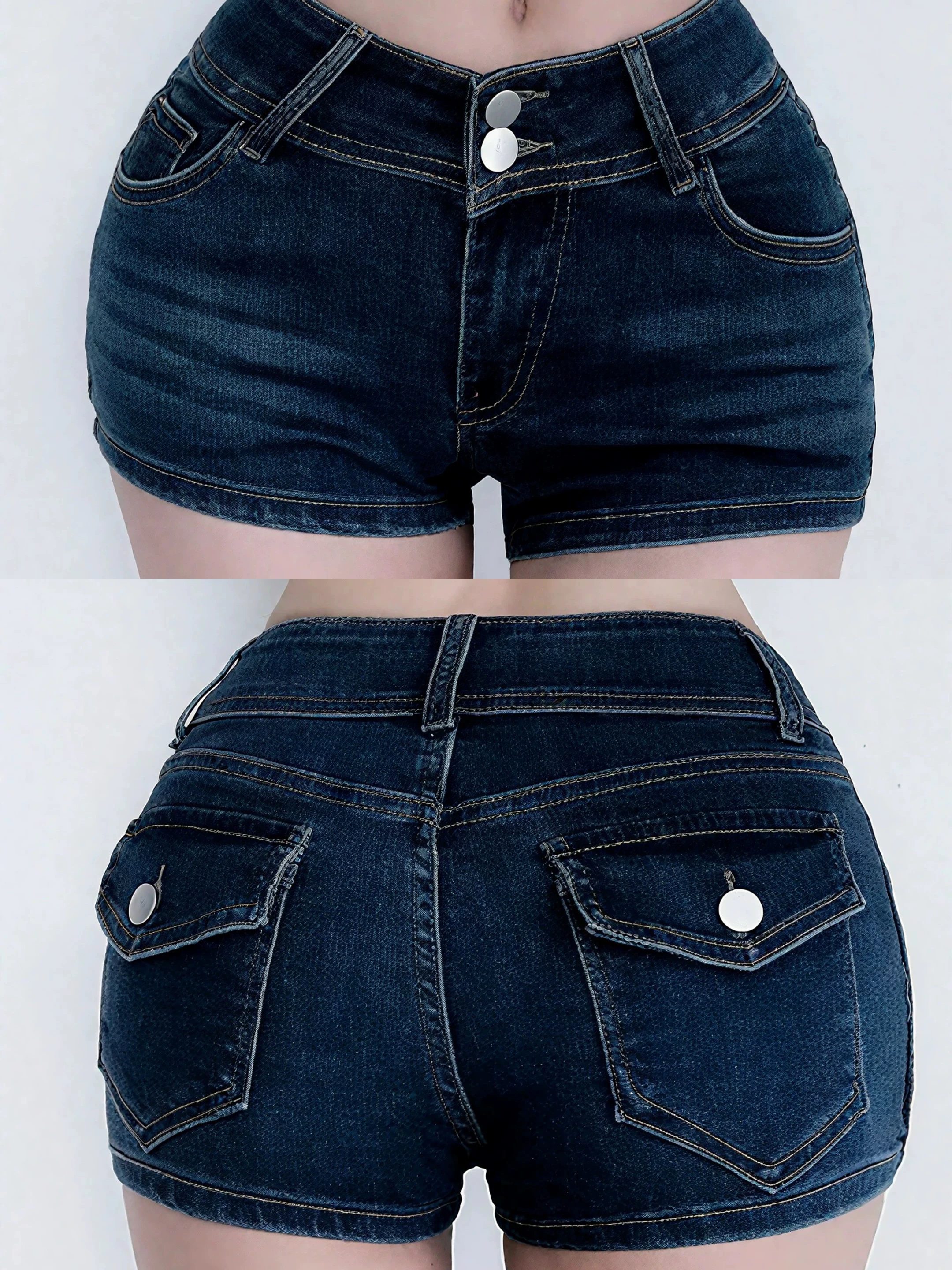 

Low Waist Women's Denim Shorts Ultra Short Butt Lifting Zipper Pocket Slim Fit High Elasticity Summer Fashion Ladies Jeans