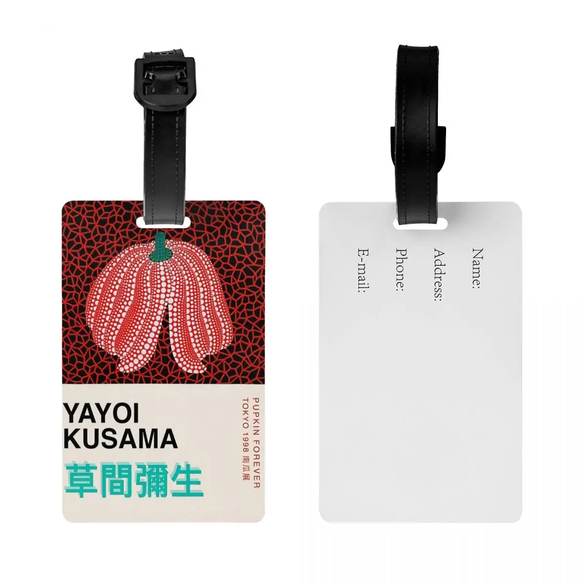 Custom Vintage Yayoi Kusama Pumpkin Luggage Tag for Suitcases Cute Abstract Art Baggage Tags Privacy Cover Name ID Card