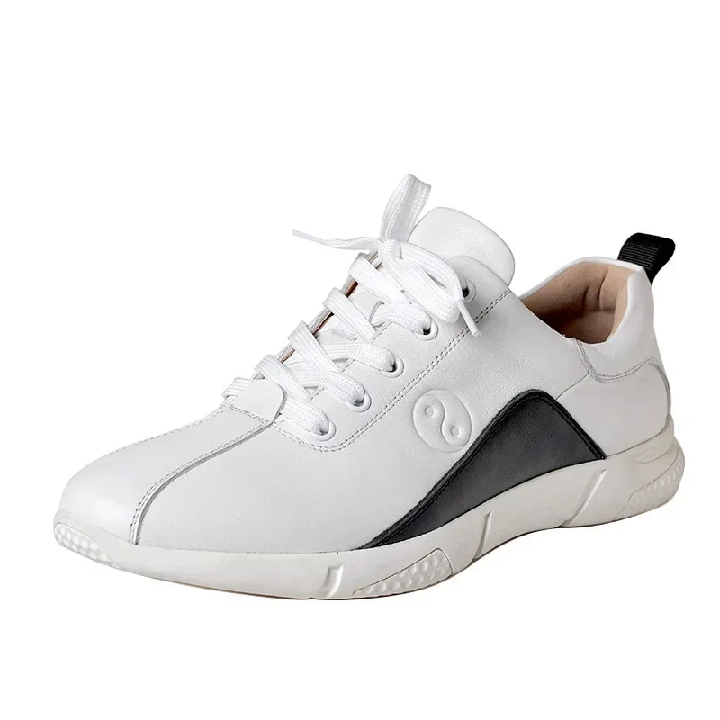 Genuine Leather Kung Fu Train Tai Chi Shoes Martial Art Shoes Sports Sneakers Cowhide Thick Sole Men Women