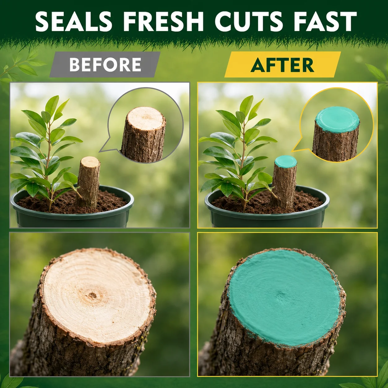 SIKEZHAN 120g Tree Wound Sealer Kit with Brush and Gloves, Pruning Cut Sealant for Grafting, Branch Repair and Garden Tree Care