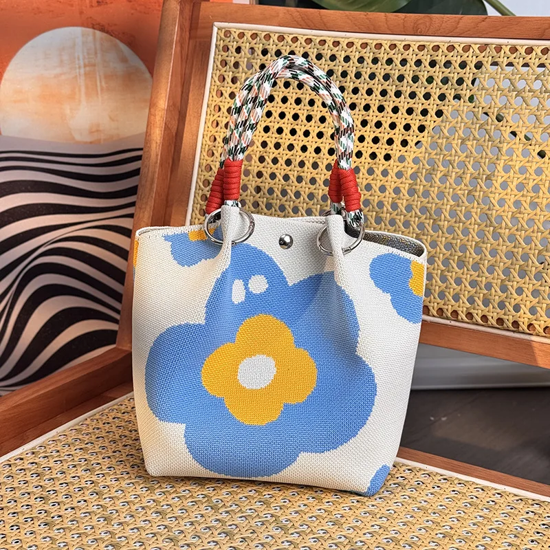 

Large Capaci Knitted Tote Bag Portable Handbag for Work Commuting Outings Miscellaneous Items Korean Japanese Sle Handbag