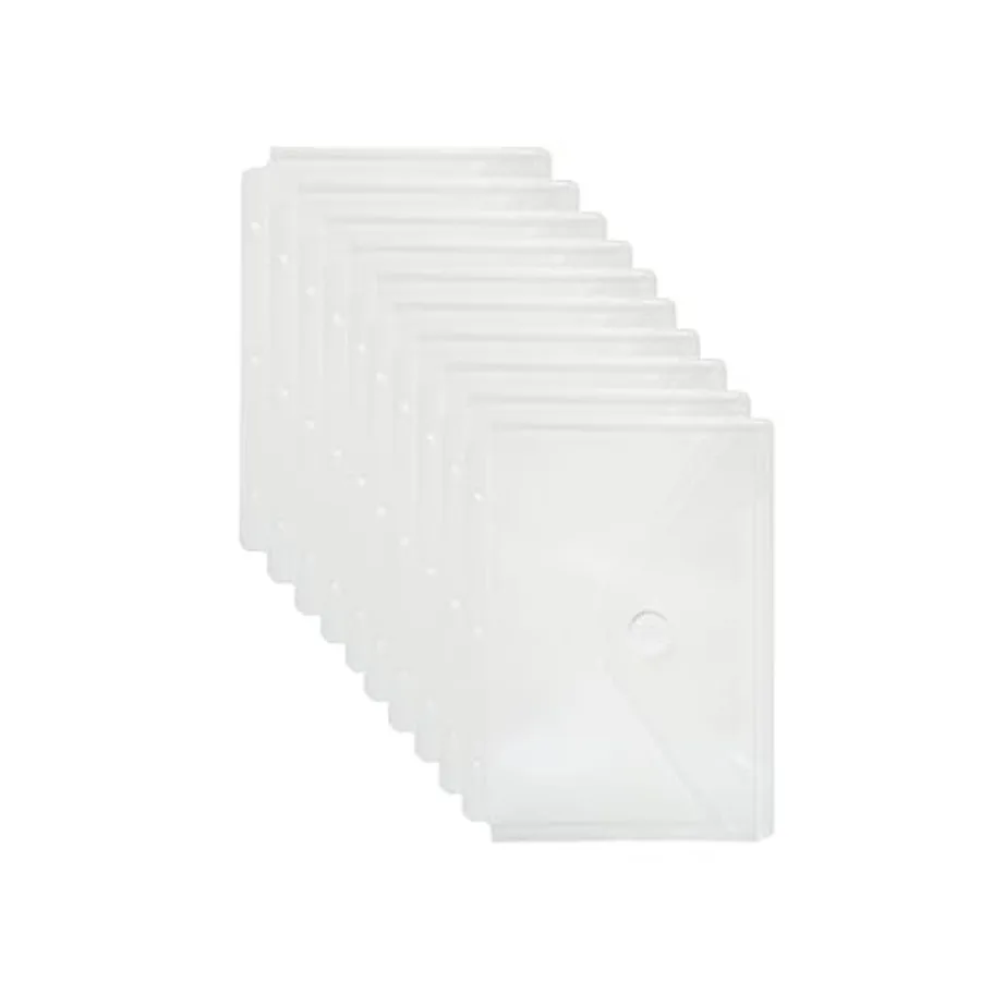 

Plastic 3 Ring Binder Pots Clear Pouches for 5.5'' x 8.5'' Paper Folder Organizer Hook Loop Closure