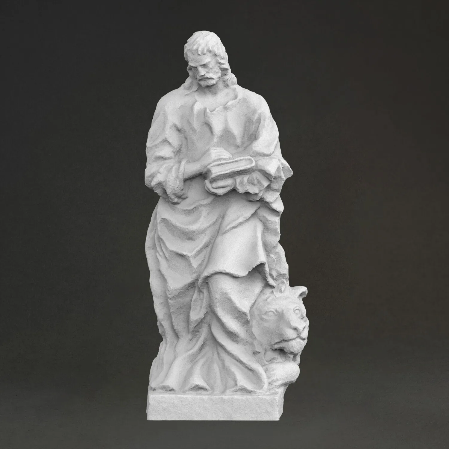 'Evangelist Mark' Sculpture, 3D Printed Resin Material, Hand-Painted, Plaster-Like Textured Decoration (Ships Within 10 Days)
