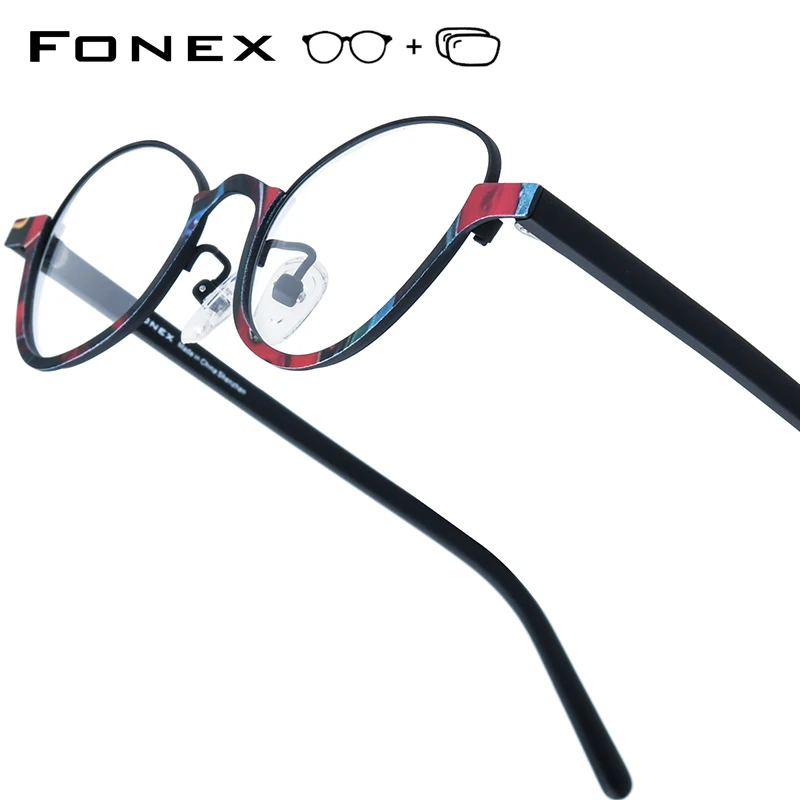 FONEX Progressive Prescription Glasses Photochromic Myopia Optical Lens Eyewear Women Cat Eye yeglasses Titanium Frame 897