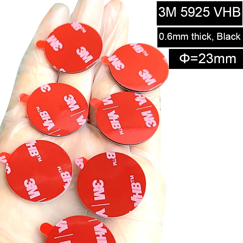 

5 circles Diameter=23mm, w/ Remove Tab Strong 3M black VHB Double Adhesive Sticker for Holder Ring Car Home Using 0.6mm thick