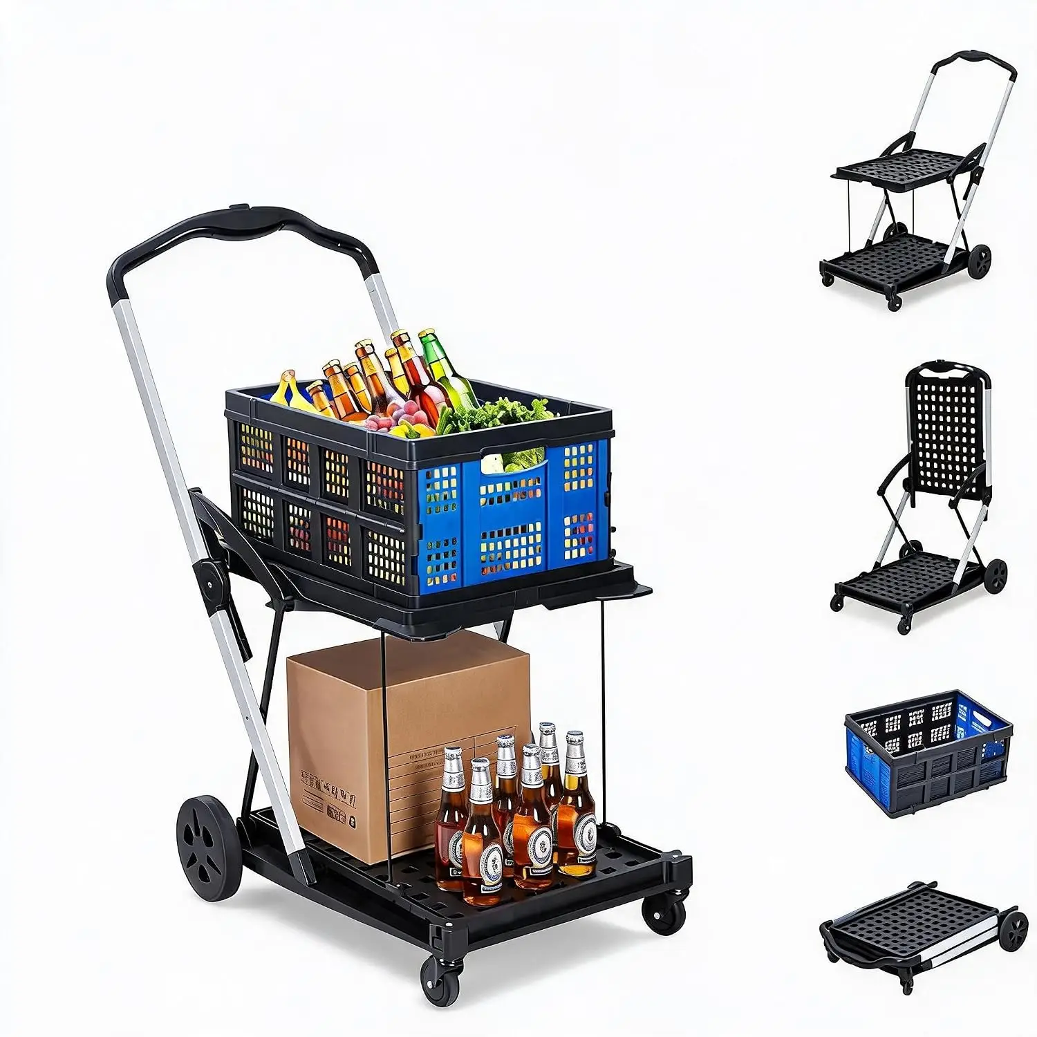 2-Tier Folding Shopping Cart