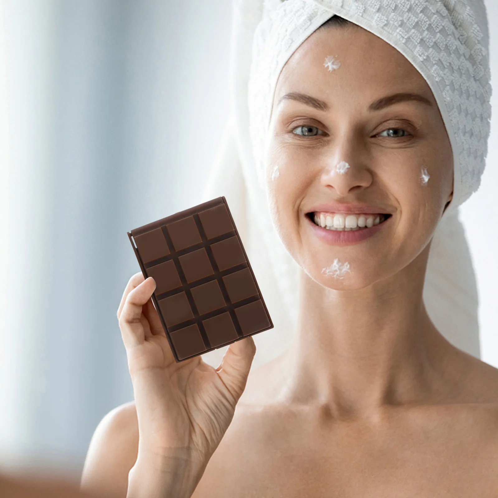 Specchio compatto leggero da 2 pezzi Mini specchio a forma di cioccolato Accessorio di moda portatile durevole per borsa da donna