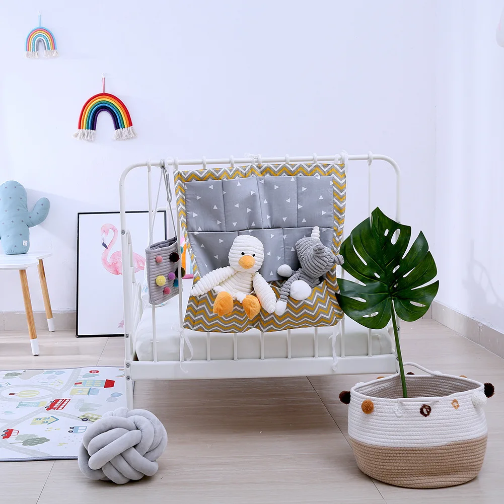 Cartoon Rooms Nursery Hanging Storage Bag Baby Cot Bed Crib Organizer Toy Diaper Pocket for Newborn Crib Bedding Set 50*60cm New