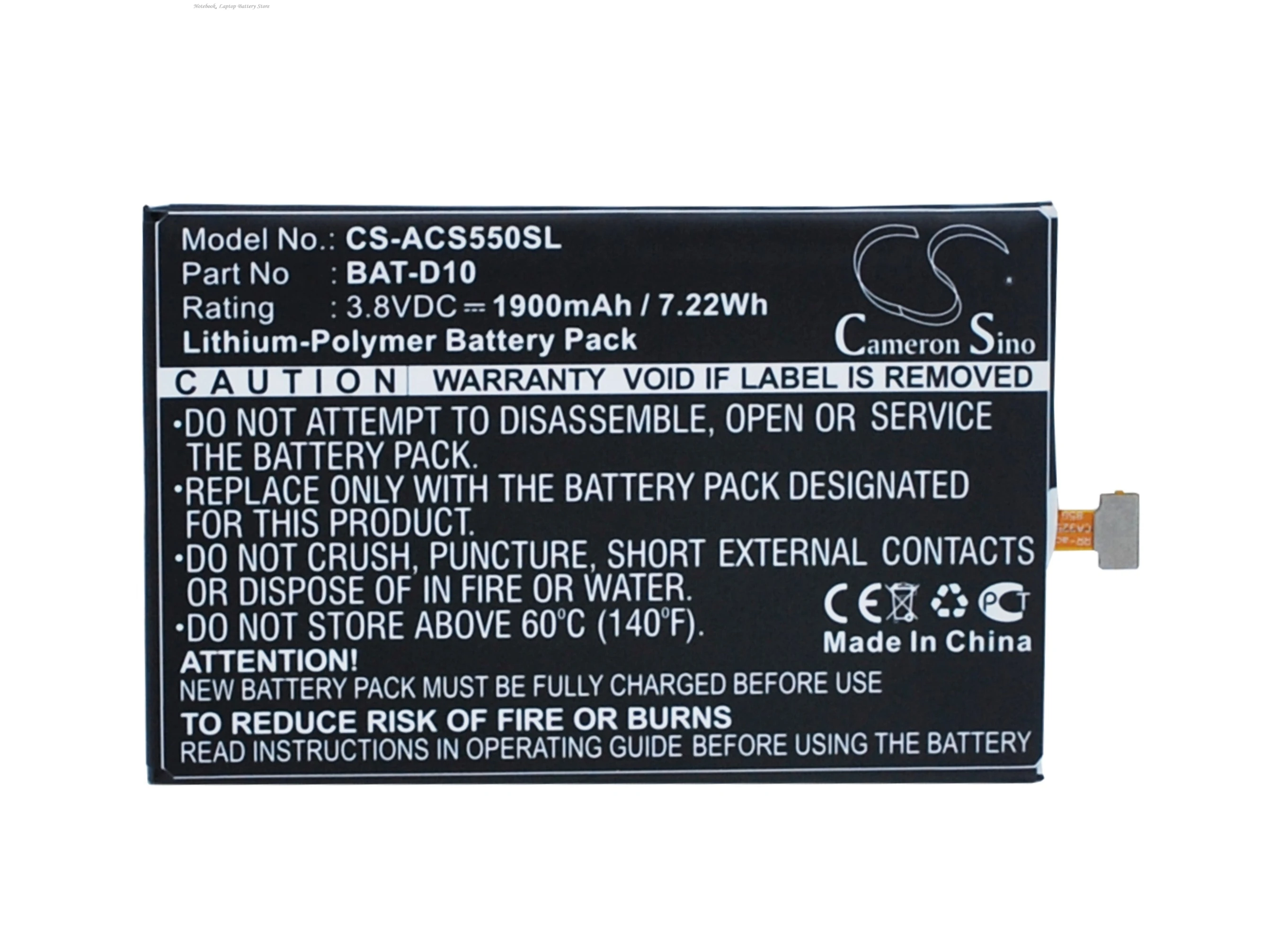 Cameron S371900 mAh Batterie BAT-D10 CA325685G KT.0010B-009 pour Acer Liquide diversifier S S56 diversifier Z S57