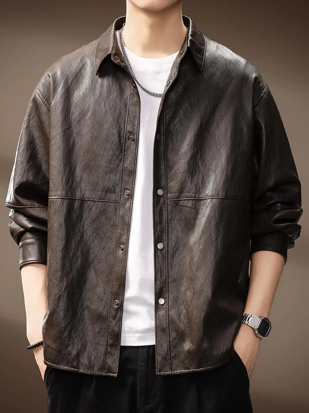 

Высококачественный американский ретро джат из искусственной кожи с тяжелой талией, мужская рабочая одежда Sli, верхняя одежда, осенний уличный мотоциклетный джет