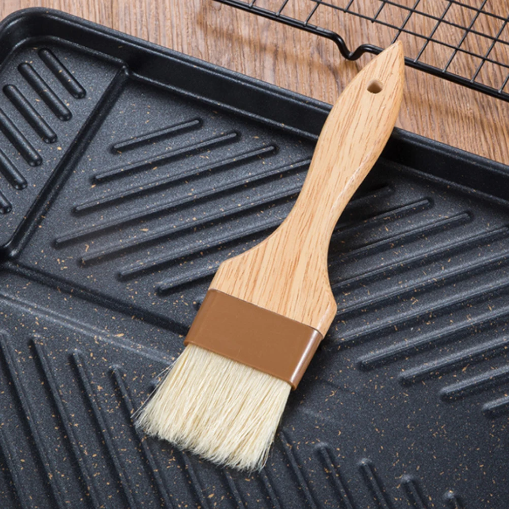 

4 Pcs Wool Basting BBQ Brush Food Grade Safe Non Scratch Durable Hygienic Wood Handle Hanging Hole Storage Solution