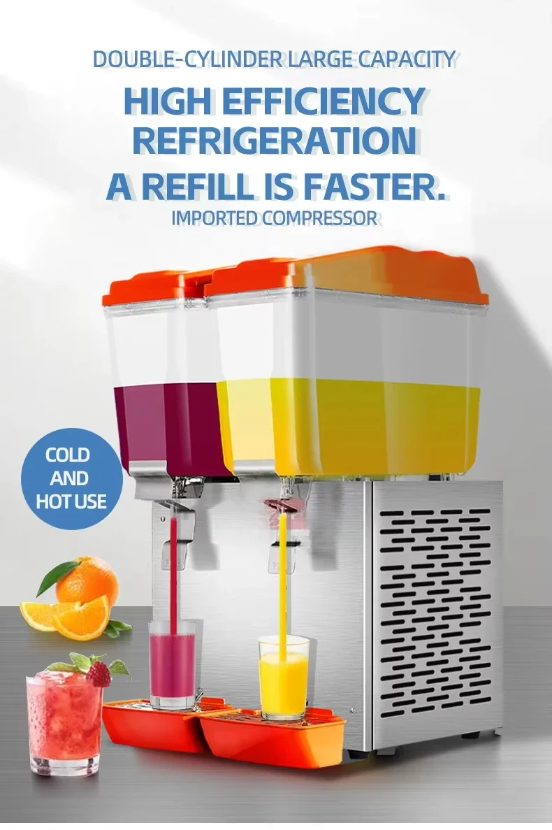 Dispensador de suco congelado elétrico 220v/110v, máquina automática de bebidas com 2 tanques para suco