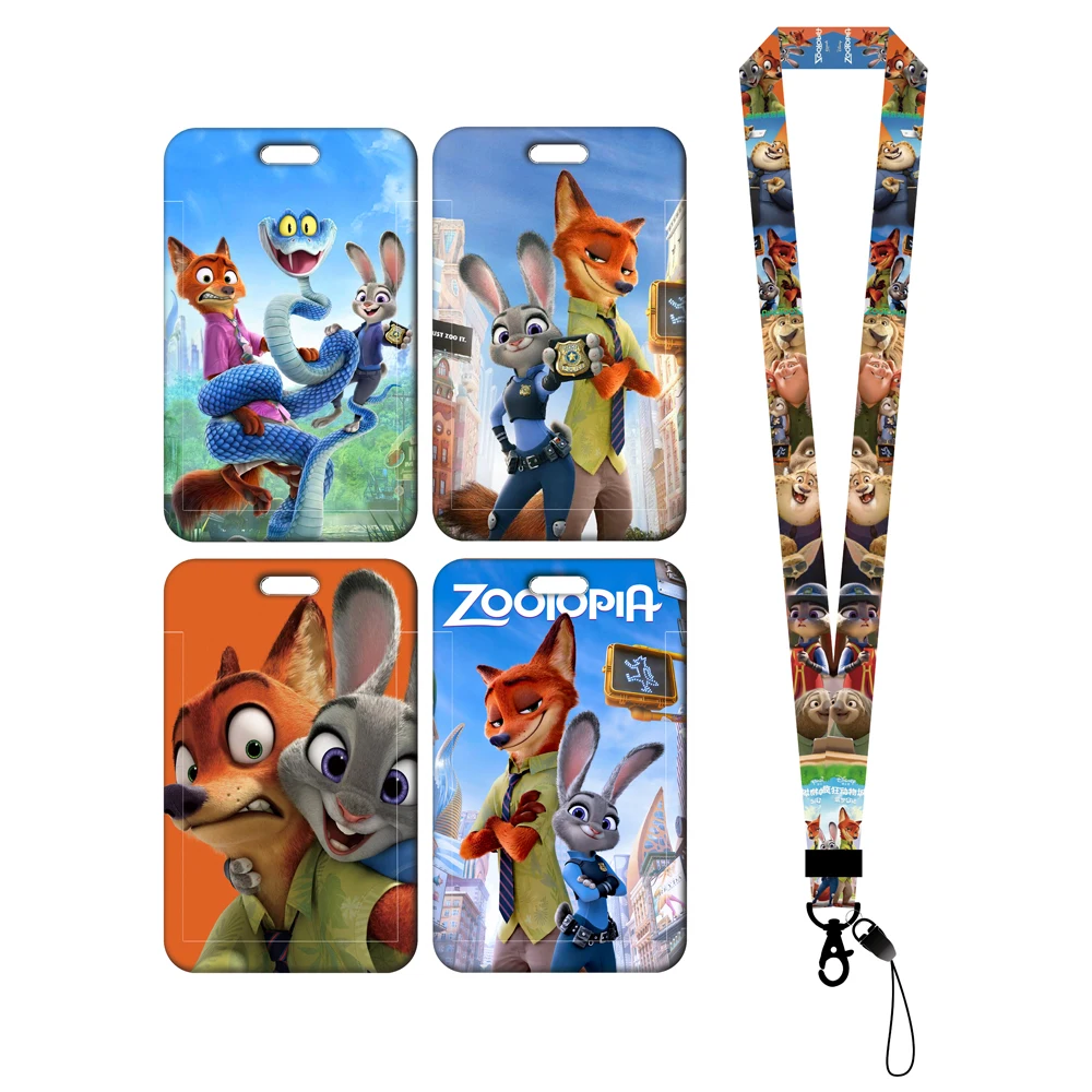 สายคล้องคอพร้อมที่ใส่บัตรการ์ตูนดิสนีย์ ซูโทเปีย สำหรับผู้หญิง ของใหม่ ที่ใส่บัตรแบบคล้องคอสำหรับนักเรียน ของขวัญสำหรับเด็ก