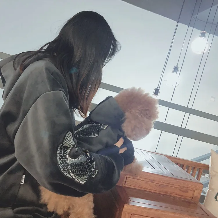 

2025 Dog Clothes Dog Accessories Dog Hoodie Parent-child Wear Spring and Autumn Embroidery Solid Color One Color Eight Sizes