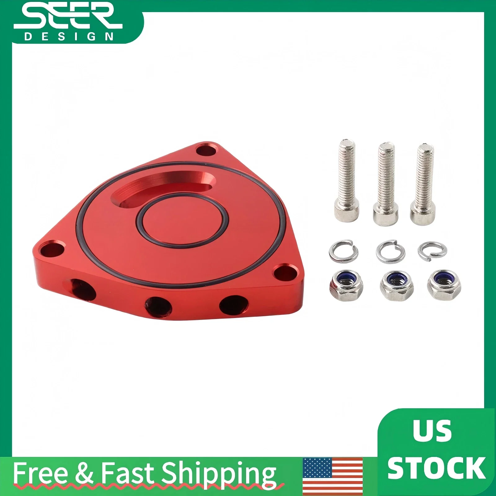 

Red BOV Turbo Blow Off Valve Plate Spacer For 2015-2021 Honda Civic Coupe 1.5T Shipping from US