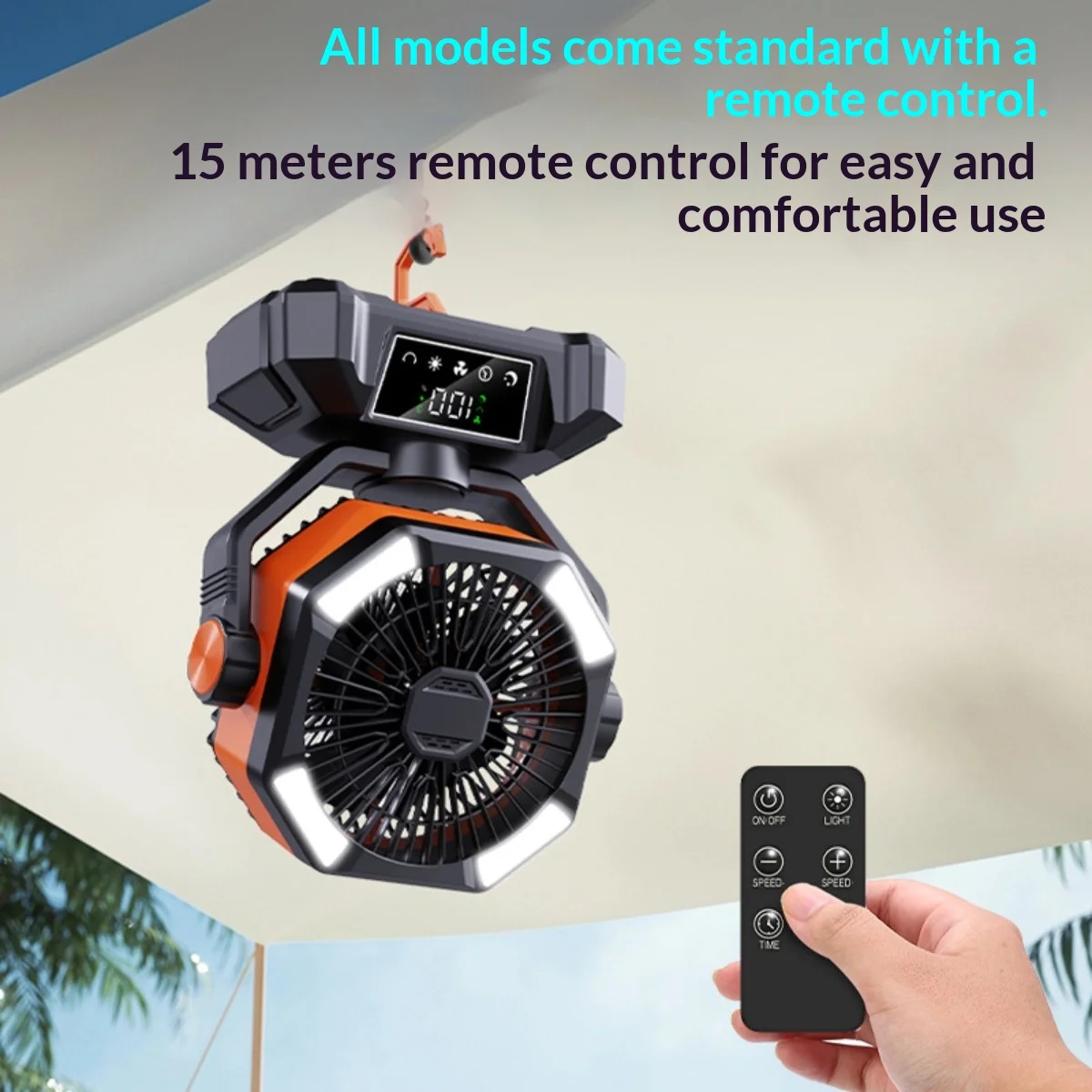 Camping Ceiling Fan 20000Mah Rechargeable Camping Circulator with Light and Remote Control Cool Air Circulation Camping Fan view 4
