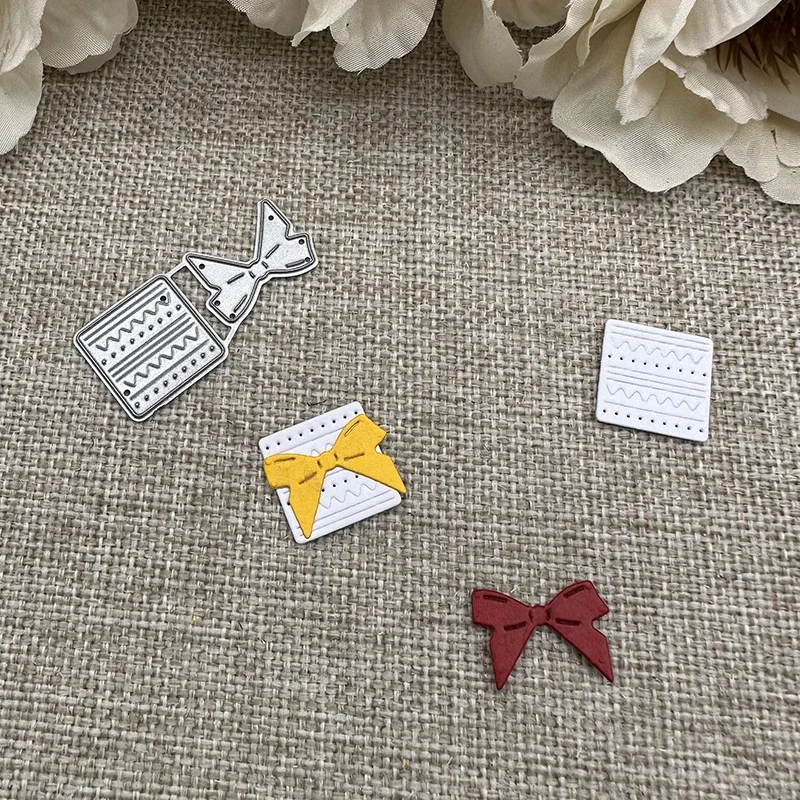 

Подарочная коробка с бантом, металлические штампы, трафареты для DIY, скрапбукинг, декоративная форма для высечки ручной работы, шаблон