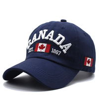 Pure Cotton Men Women Canada Embroidered Maple Leaf Flag Cap Hat One Size Adjustable Strap