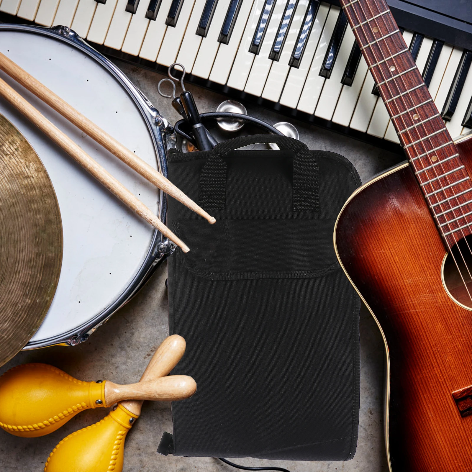 

Cue Drum Stick Bag Creative Drumstick Container Storage Black Oxford Cloth Percussion Instrument Supply