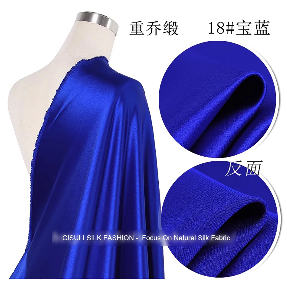 100% Pure Heavy Silk Satin Fabric 40momme Width 140cm Suits / Party Dresses Cloth Sewing Material Solid Color 24J18