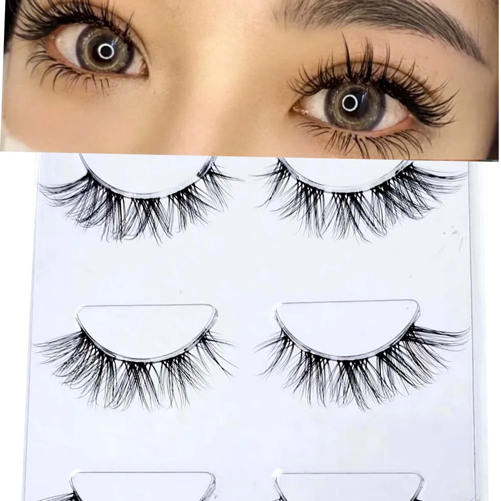 NEW Light & Soft Air Eyelashes Series Makeup 3 Pairs False Eyelashes Natural Look Soft Transparent Stem Makeup Tools Lashes