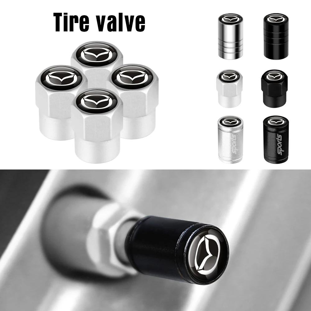 4PCS Metal Car Tire Valve Cap Rod Sealing Air Cap Car Tire Accessories For Mazda 3 5 6 Axela CX5 CX3 CX4 CX30 CX9 Atenza Demio