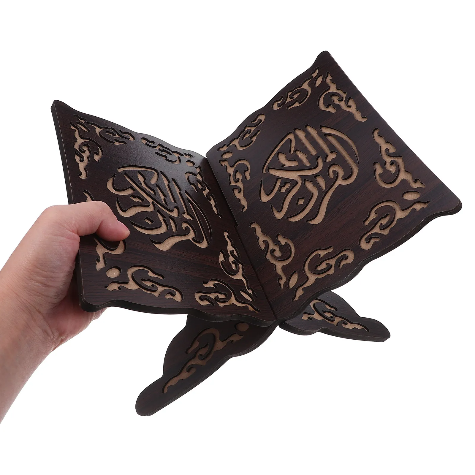 Foldable Quran Bible Wooden Book Holder Black Detachable Muslim Prayer Reading Stand Home Storage Bookshelf Organizer Rack