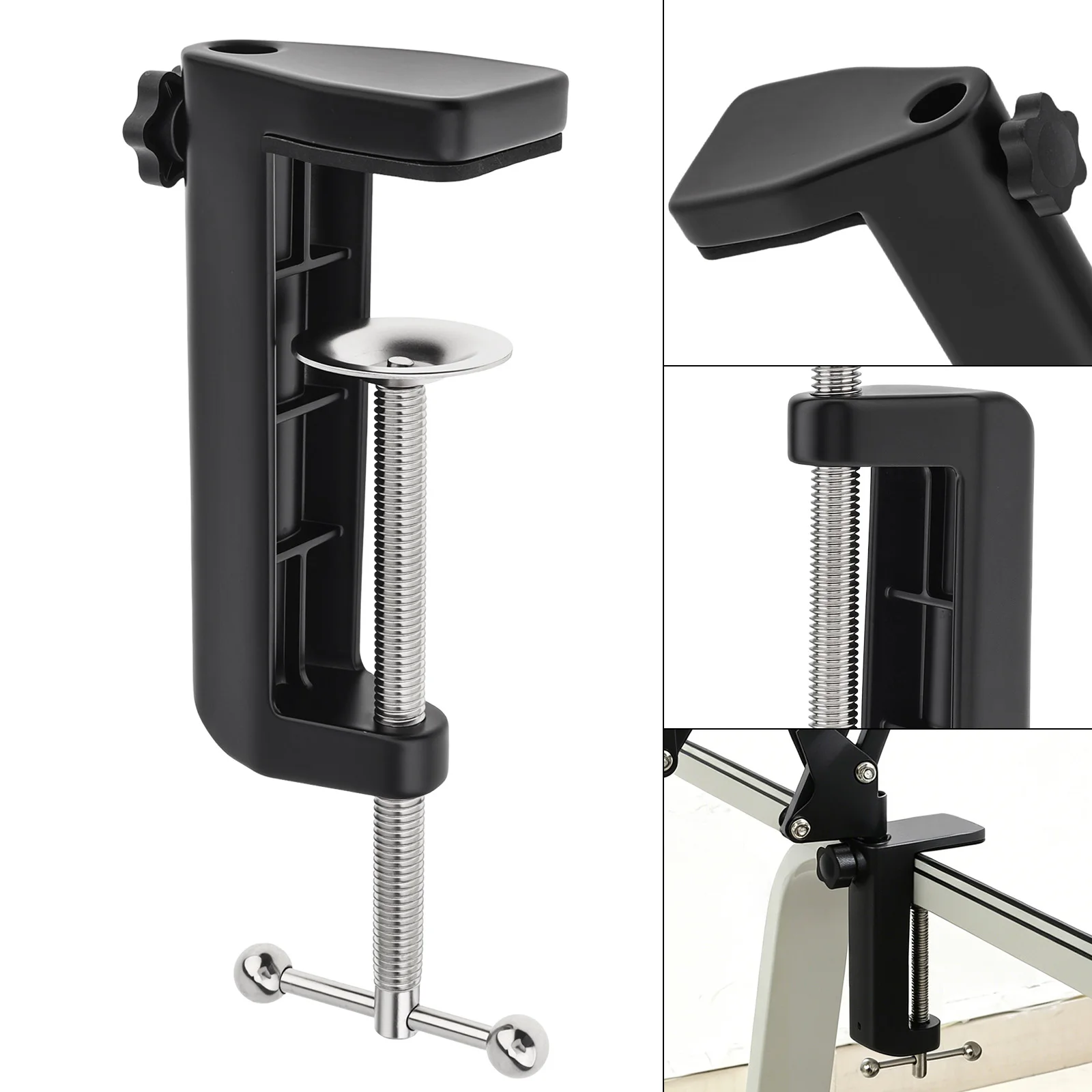 Heavy Duty Desk Clamp 100mm Max Clamping Width Large Metal Table Mount Clamp Holder for 1/2Inch Base Lamp Microphone Boom Arm