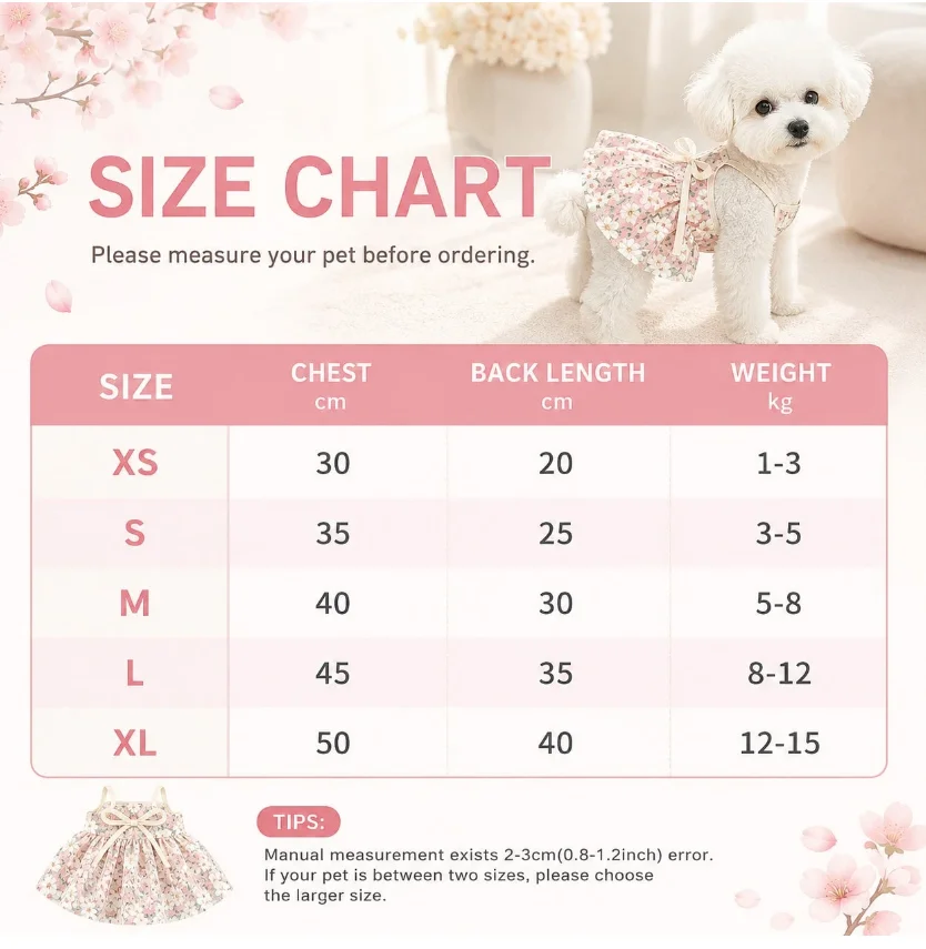 Cute Floral Mesh Pet Sling Dress, Lightweight Breathable Sweet Bowknot Princess Skirt for Small Dogs & Cats, Perfect for Photo