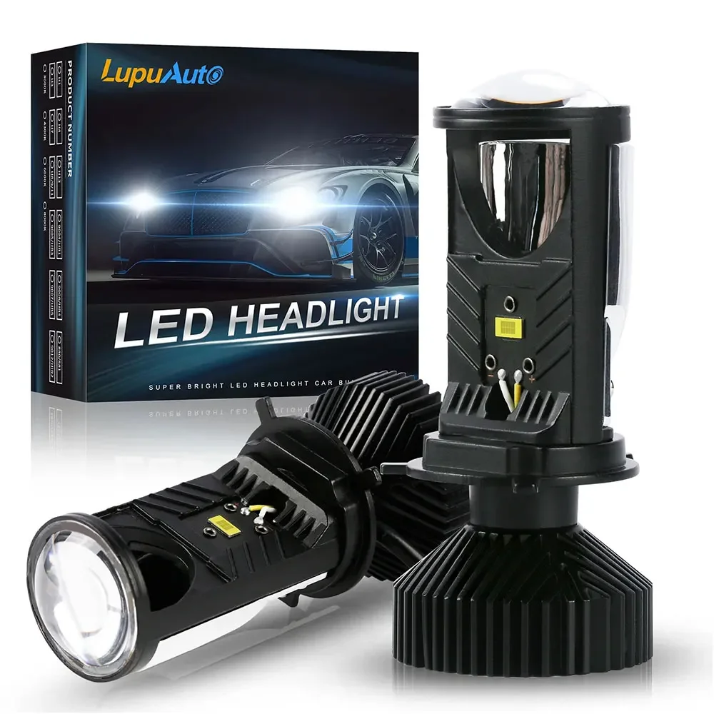 H4 Bi Mini LED Projector Lens Car Bulb Canbus Auto Headlight Turbo Lamps Dual High Low Beam 12V 24V 400000LM Plug and Play 1000W