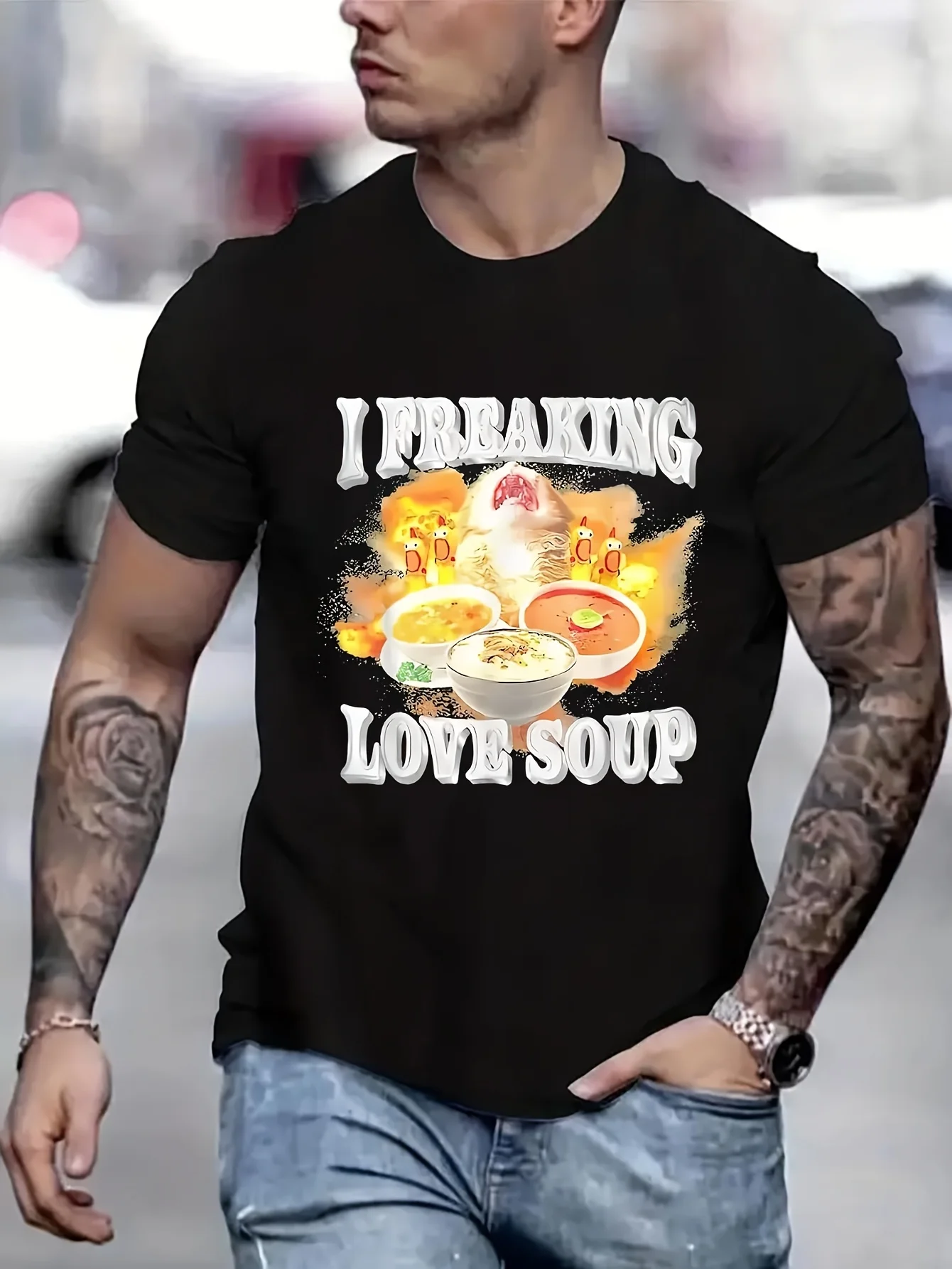 

I Freaking Love Soup Kitten, элитная мужская одежда, подарки для бойфренда, топы, мужские футболки, футболка Meme B5023965