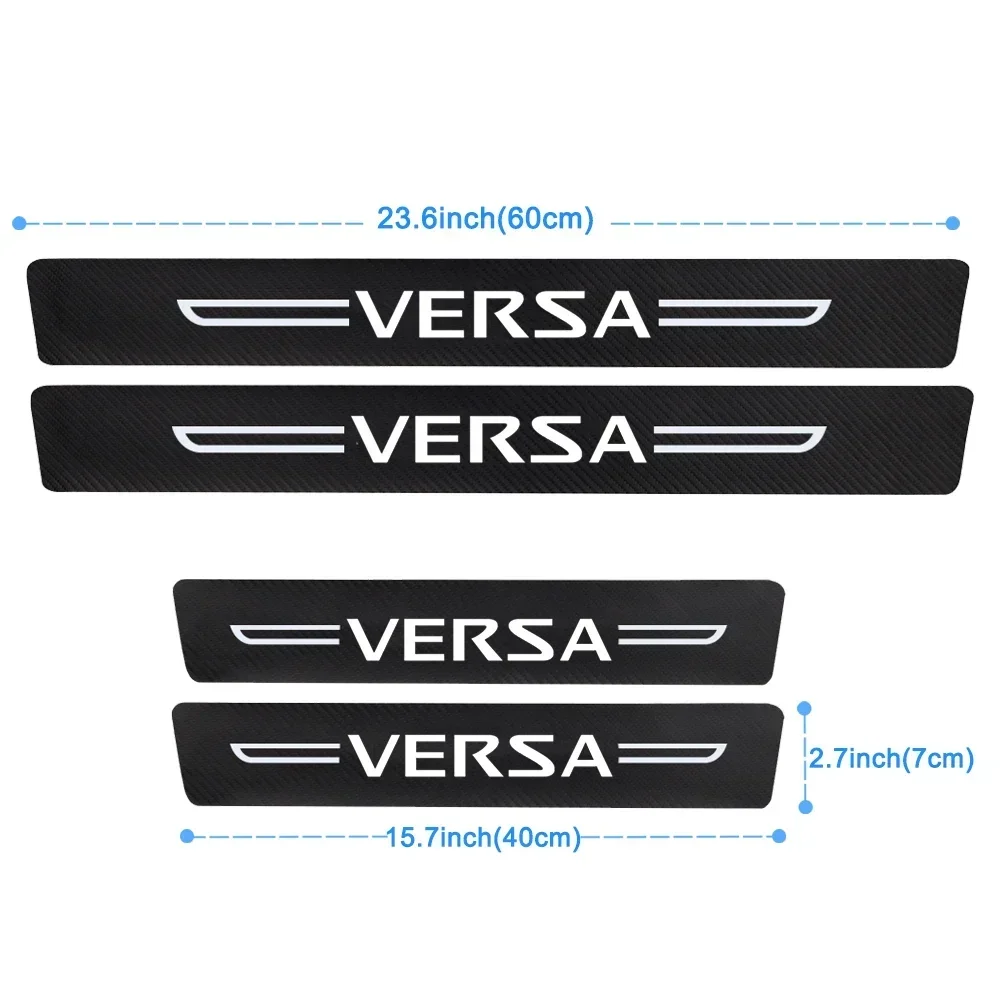 Car Accessories for Nissan Versa 2024 Carbon Fiber Door Threshold Sill Strip Welcome Pedal Trim Decals Car Styling Stickers