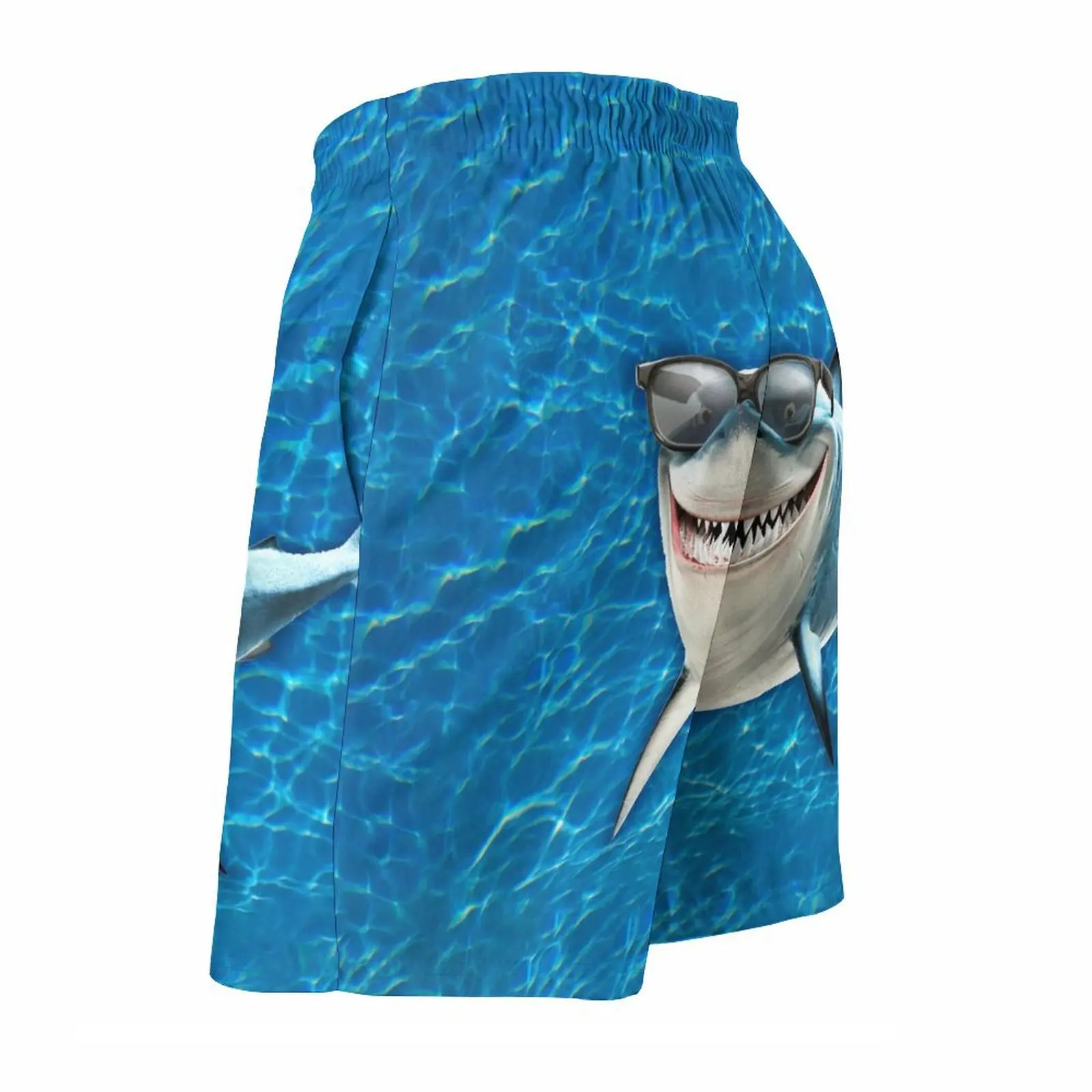 Pantalones cortos de playa para hombre, Shorts con estampado 3D de tiburón dentado, a la moda, informales, cómodos, para vacaciones en la playa y Surf, novedad de verano