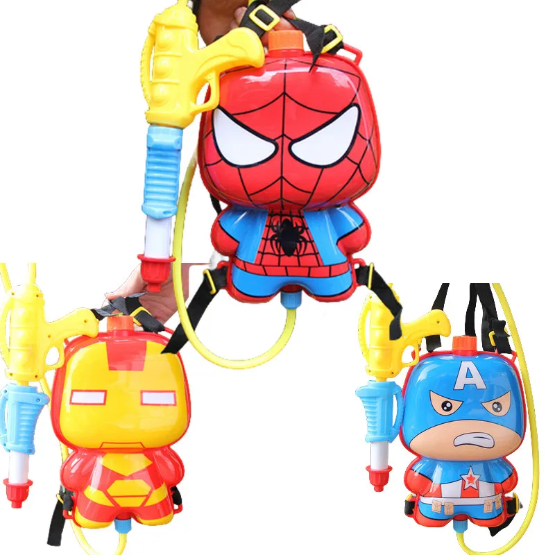 Spiderman kids Backpack water gun large capacity boy Girl Water Strong Captain America Iron Man water gun boy brithday Gifts