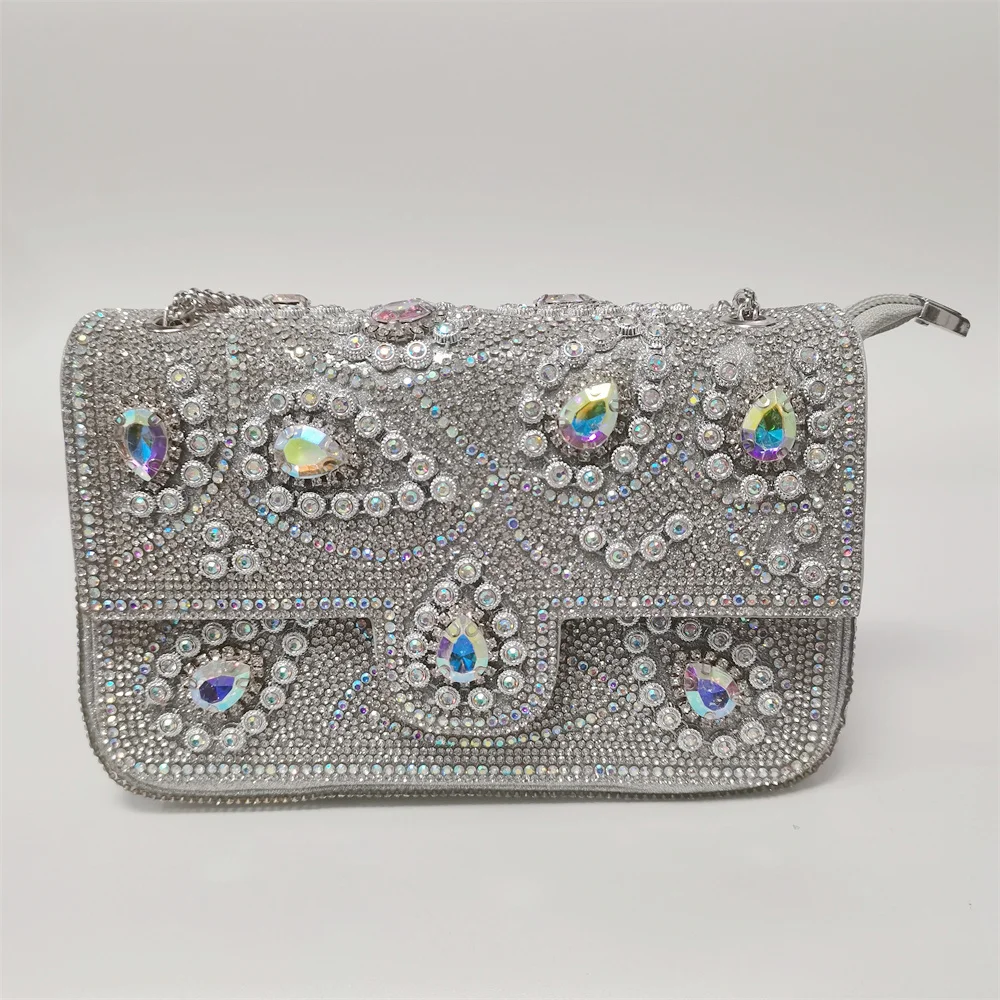 2024 Latest High Quality Women\'s Rhinestone Handbag High quality  Lady Shoulder Bag  Rhinestones Clutch Bags F302-3