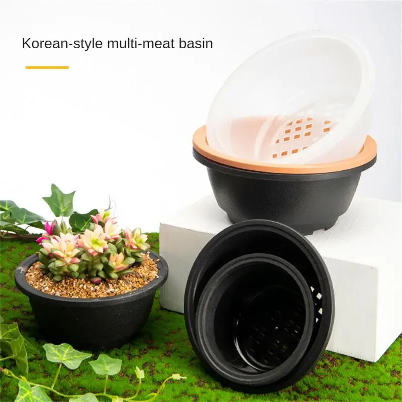 Plastic Round Succulent Flower Pots New Chunky Korean-style Large Succulent Pot Degradable Corrosion-resistant Textured Planter