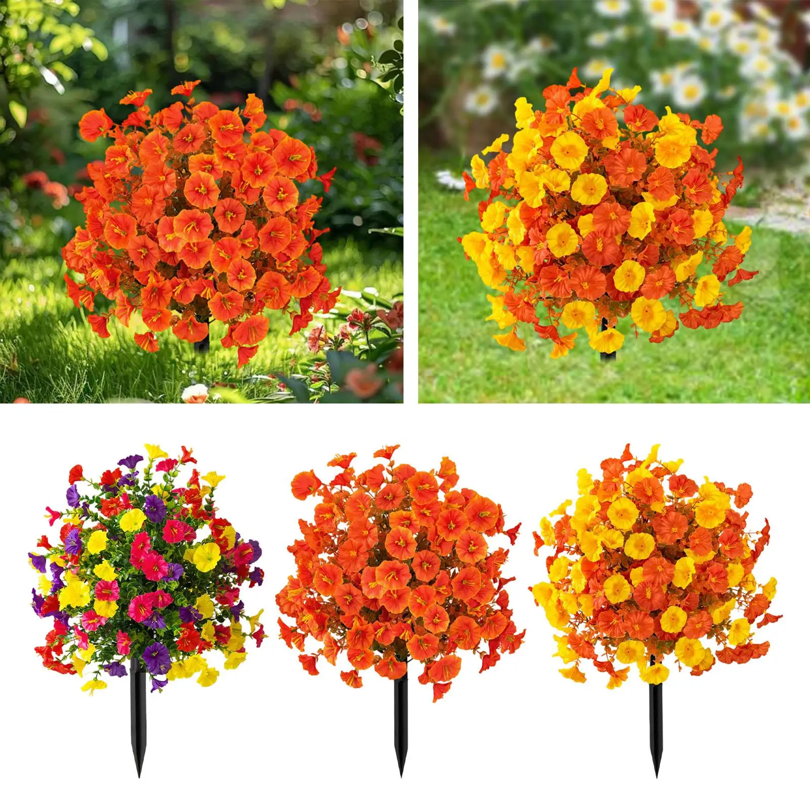 

Morning Glory Artificial Plants Plastic Flower Stake Outdoor Lawn Decor for Backyard Sidewalk Grave Garden Pegs