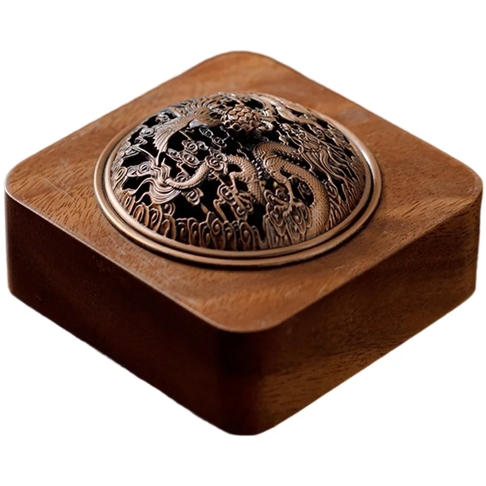 Minimalist Walnut Aroma Diffuser And Incense Burner With Lid For Home Use Supports Multiple Incense Types With Safety Design