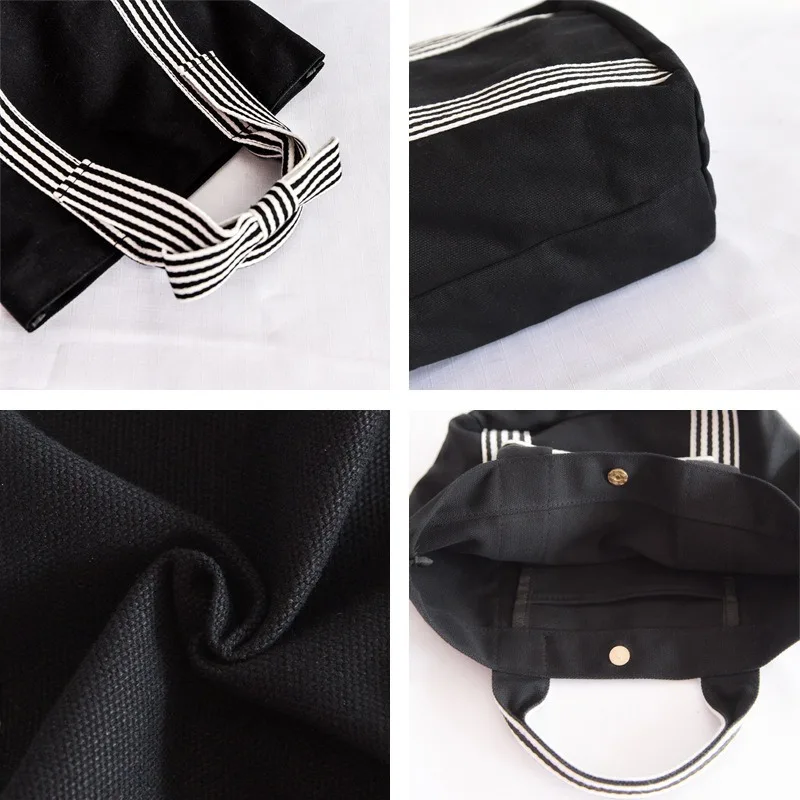 Black Neutral Fashion Simple Women's Bow Canvas Bag Hand Pull Dark Tie Small Fresh Hand Handbag A Bag view 6
