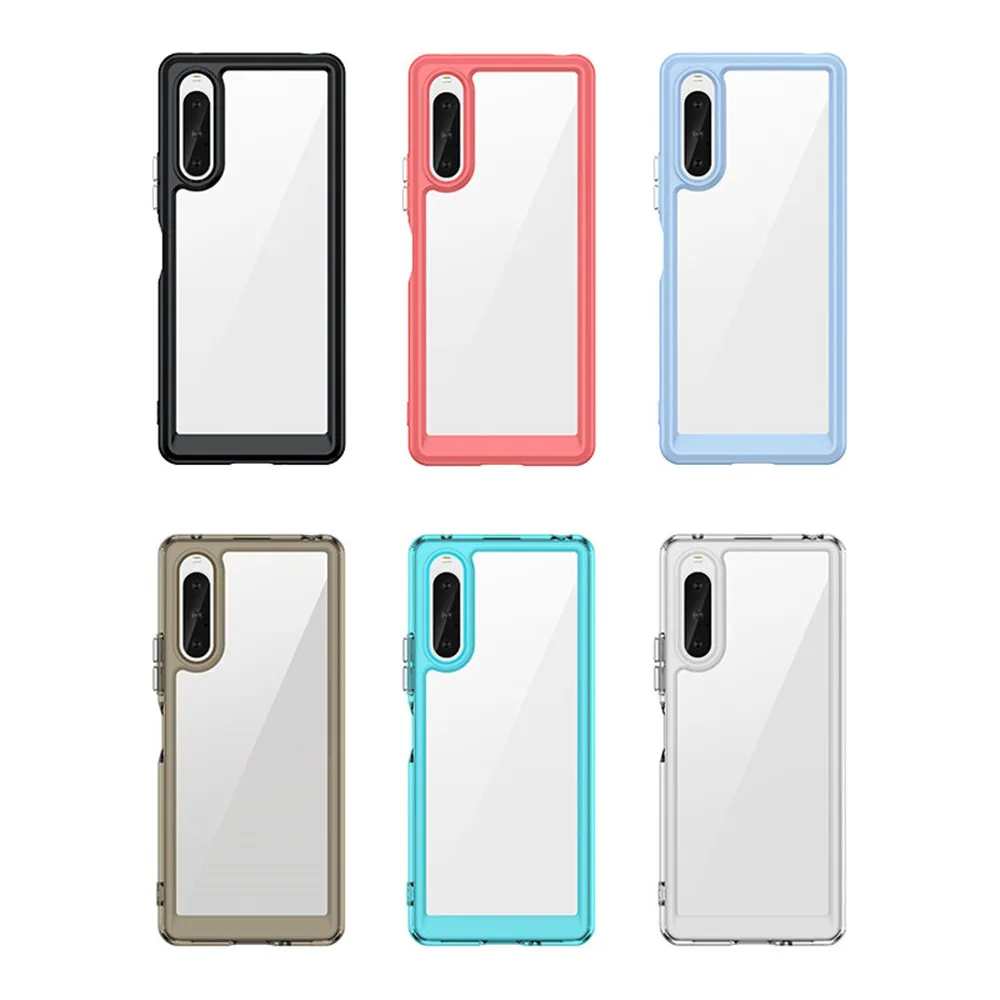 Dla Sony Xperia 1 10 V VI Hard Backplane Soft Border Cover Etui na telefon dla Sony Xperia 1V 10V Full PMMA + TPC Protective Coque