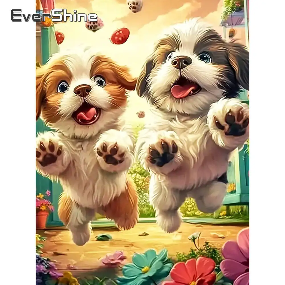 Evershine Hund Diamant Malerei Tier Voll Platz Runde Diamant Stickerei Cartoon Geeignet Für Anfänger Mosaik Wand Dekor