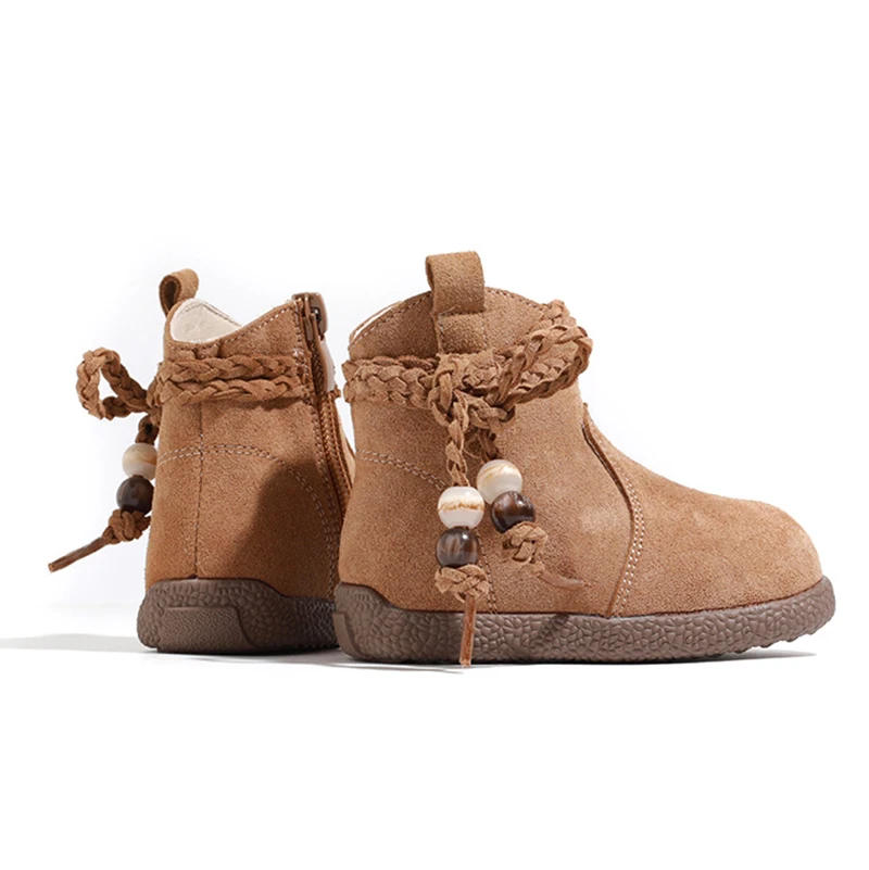 

New 2025 Winter Toddler Girls' Boots Fleece Lined Thickened Warm Children's Snow Shoes Anti-slip Soft Sole Cotton Footwear